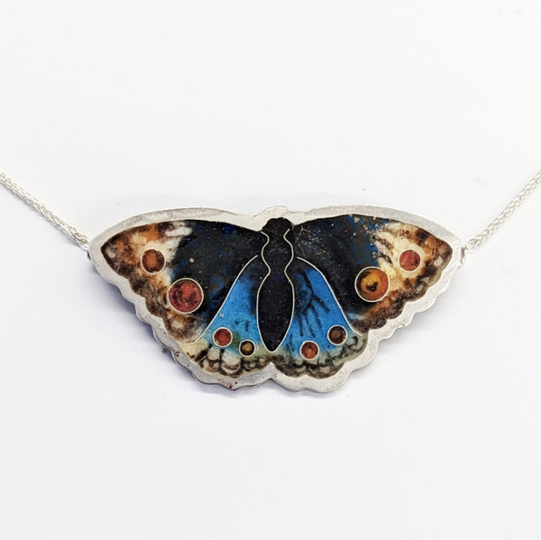 Cloisonne Black Pansy Butterfly Necklace